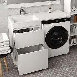 Style Line Тумба с раковиной Даллас 115 Люкс L, белая PLUS – фотография-3